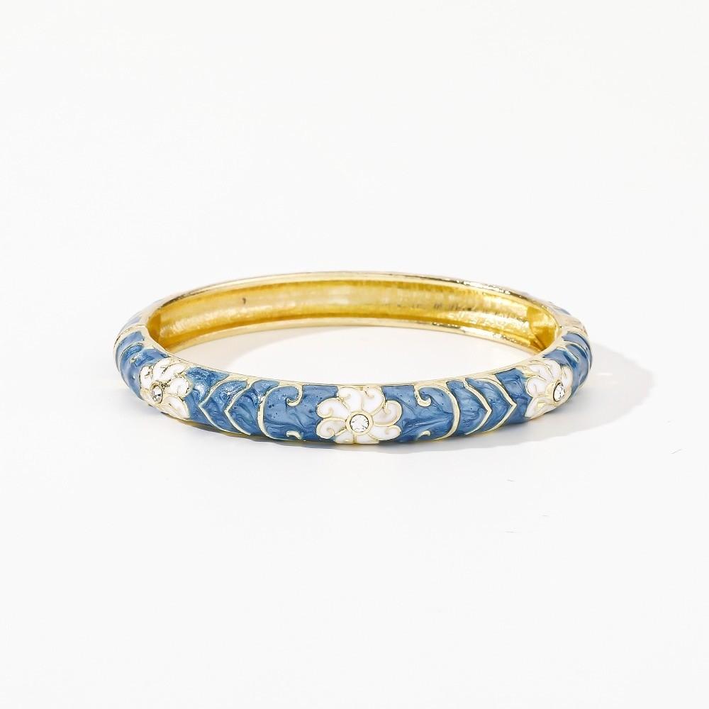 Enamel Vintage Cloisonne Bangle Big Floral Traditional Chinese Flower Bangle Classic Vintage Women's Hand Bracelet Jewelry Gifts