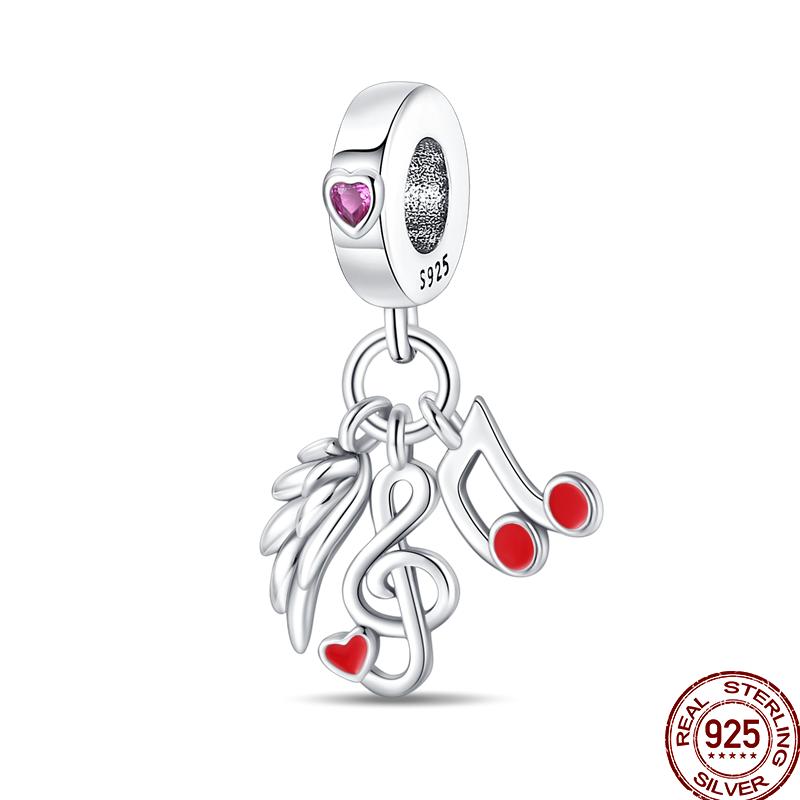 Music Series Copper Headphones Music Note Pendant Beads Suitable For 3Mm Original Bracelet Diy