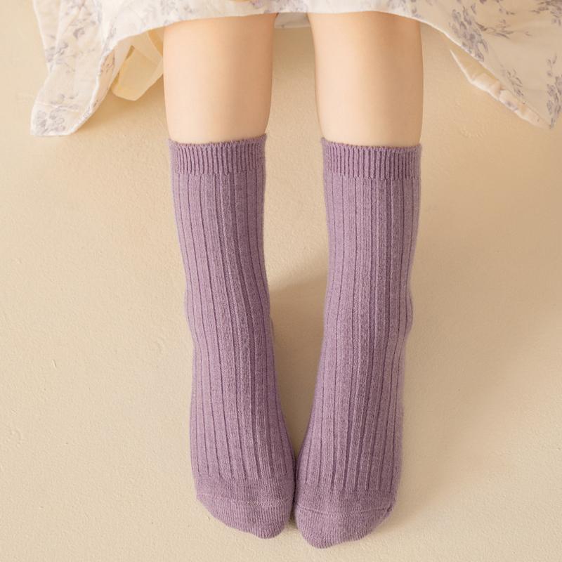 4 Pairs/Lot Children Warm Socks Autumn And Winter New Japanese Solid Color Kids Socks Baby Warm Socks For Boys And Grils