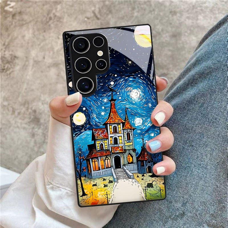 

Tempered Glass Phone Case For Galaxy S26 S21 S22 S23 S24 S25 FE Ultra Plus . Vintage Castle Style. For Galaxy S26