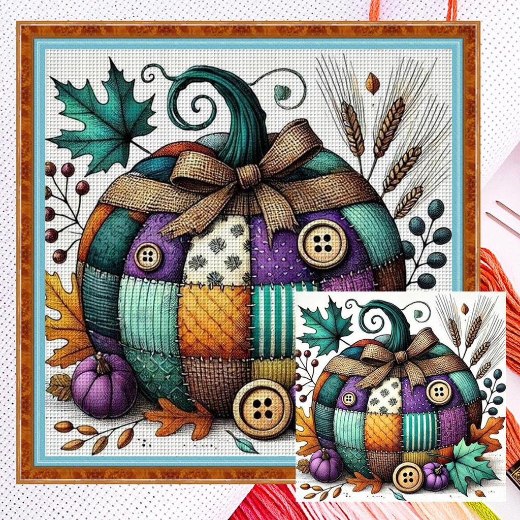 Full Embroidery cotton Thread 14CT Counted Pumpkin Cross Stitch Kit Decor
