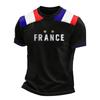 Men Crew Neck Short Sleeve Pullover T Shirt with Football Print Casual Fit Top for Sports and Fans France Theme