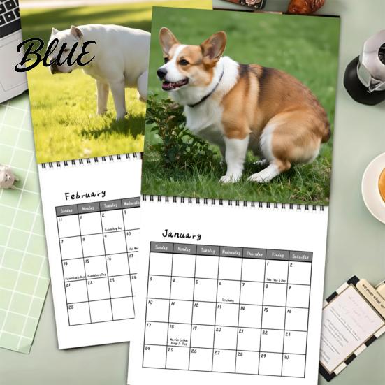 High Definition Dog Photography 2027 Pooping Dogs Square Wall Calendar Funny Theme 12 Month Hanging New Year Gift for Owners Planner Home Office,
