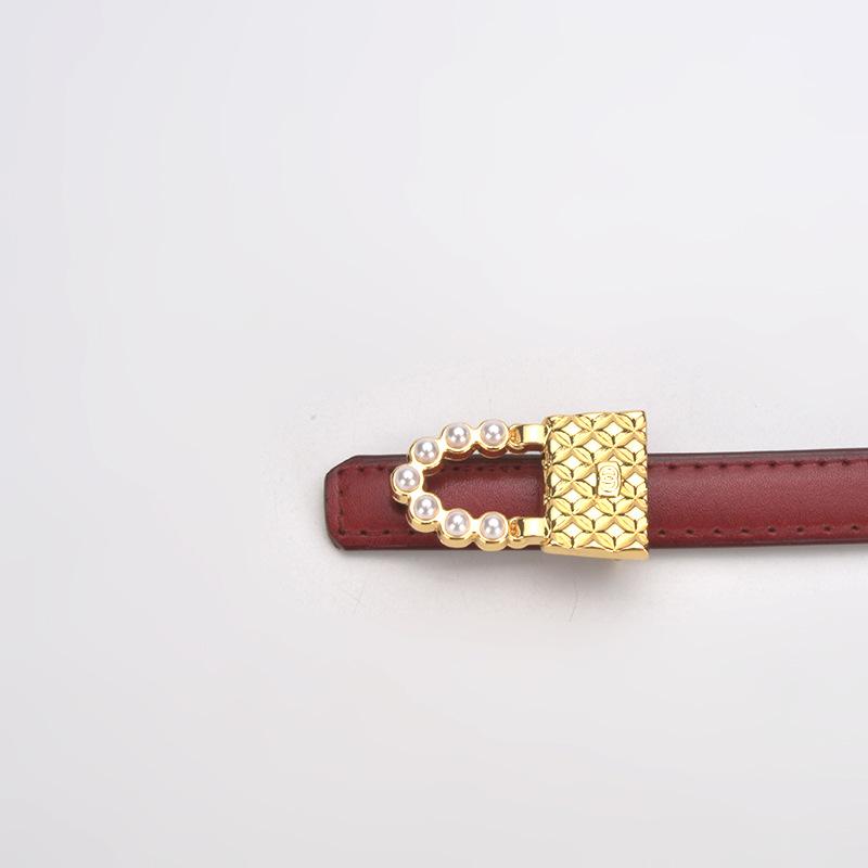 New Genuine Leather Pearl Women's Belt, Fashionable and Versatile Decoration with Dress, Tie Belt for Women