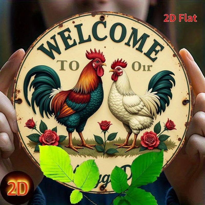 Vintage Rustic Farmhouse Hen Welcome Sign Chicken Coop Wall Decor Easter Decoration Easy To Hang