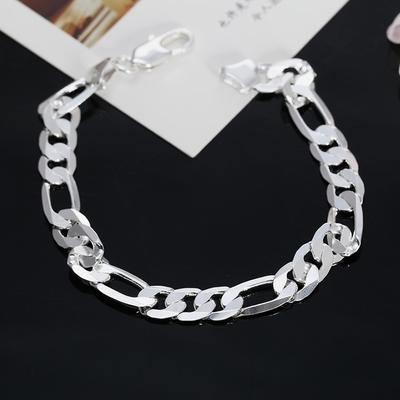 925 prata 6mm pulseiras de corrente de elo plano para homens mulheres joias de alta qualidade