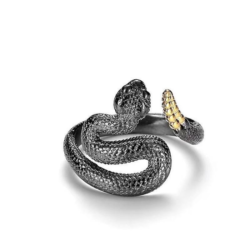 Adjustable Open Ring With Rattlesnake Motif Vintage Style Sterling Unisex Jewelry Adjustable Open Band