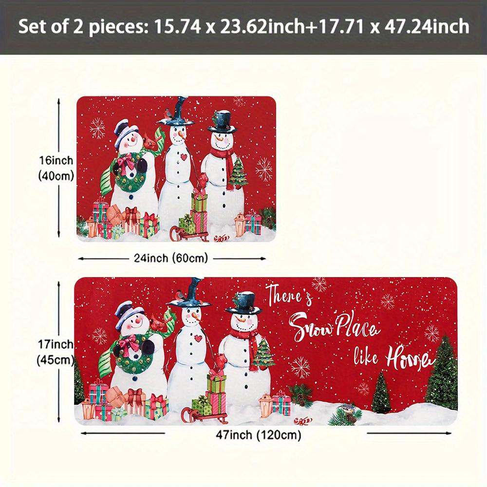 1 Stück Anti-Ermüdungs-Küchenteppiche Schneemann Weihnachts-Druck Wasserdicht Rutschfest Dick Gepolsterte Küchenmatte Schwerlast Komfort Stehmatte für Küche