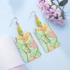 Cat's Eye Stone Color Block 3D Floral Acrylic Earrings for Women