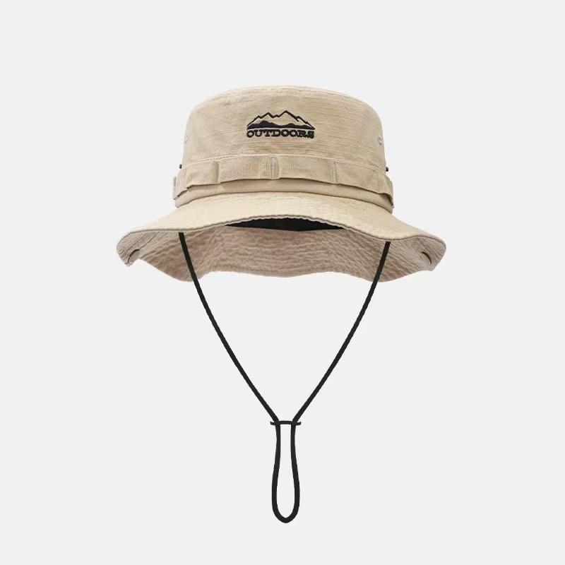 

Camping Mountain Climbing Hat Unisex Fashion Mountain Range Embroidery Fisherman Hat Sun Protection Wide Brim Travel Outdoor Cap
