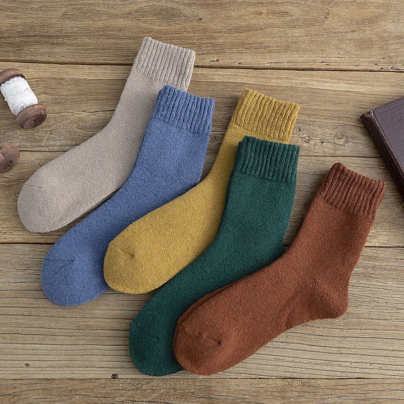 

5 шт./10 шт. осенние и зимние хлопковые носки, женские однотонные утепленные флисовые носки средней длины, теплые махровые носки 10Pcs