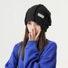 Pure cotton metal knitted stacking hat women's autumn and winter big head circumference showing face small fashion street pullover hat