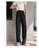 Plus Size Women's Black Drape Wide-Leg Trousers - Summer Casual Fit for Pear-Shaped Bodies