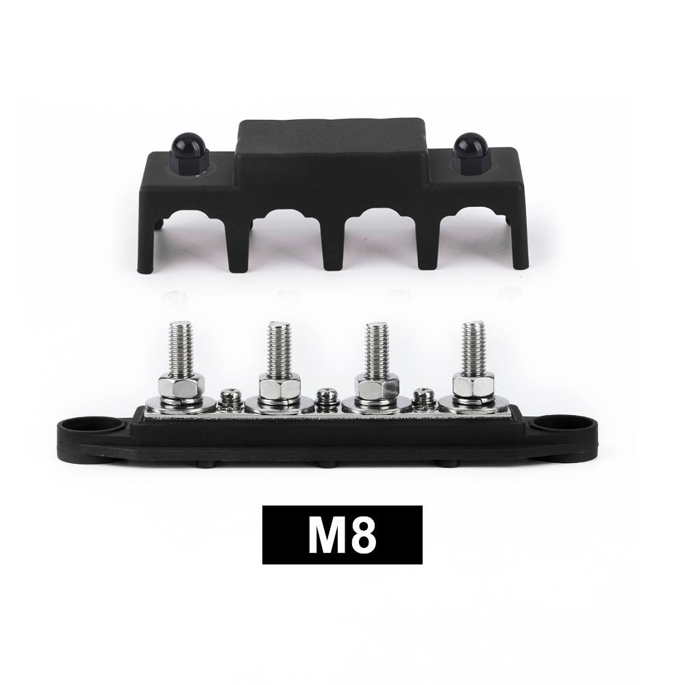 12V 250A Bus Bar Terminal M8 M10 Positive Negative Battery Power Distribution Block With Cover for Boat RV Truck Camper