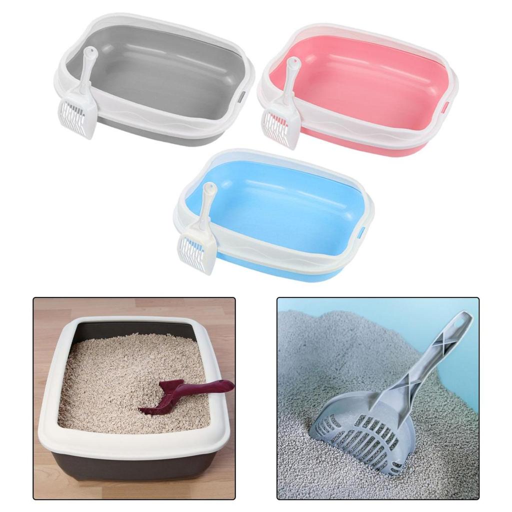 New Convenient and essential semi-enclosed cat litter box - Practical and easy-to-install toilet for kittens and small animals,