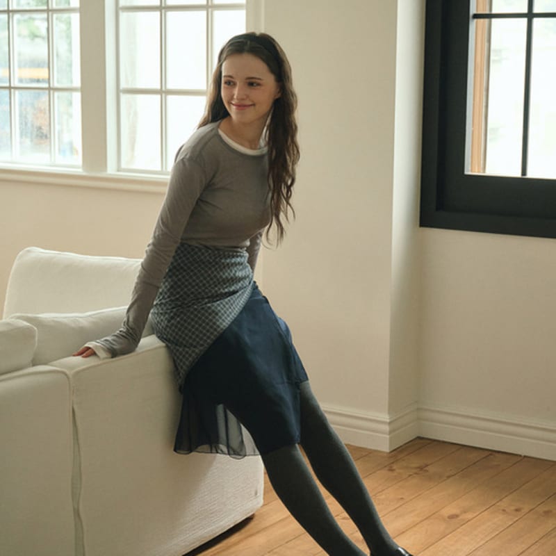 AUTH. Check Scarf (Gray)