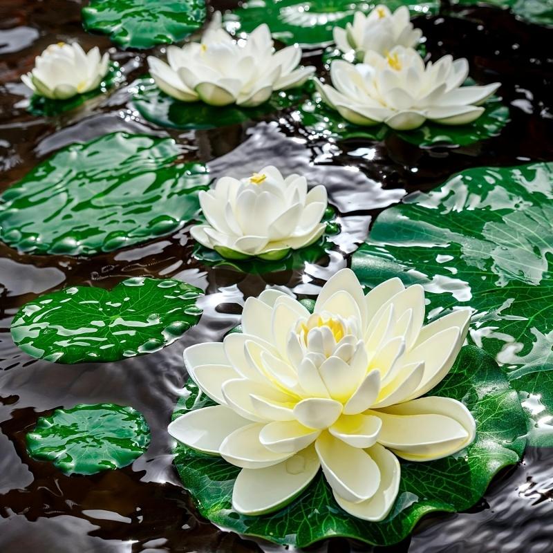 1PCS Lifelike Multi-color Lotus Floating Foam Flowers, Suitable for Ponds and Aquariums, 4-inch Garden Decoration Festival Decor