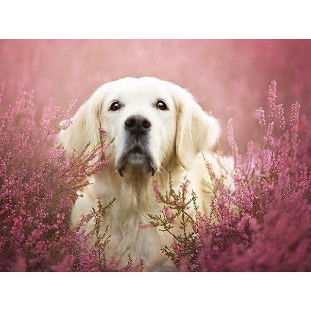 5D DIY Diamant Stickerei Hund Kreuzstich Kit Voll Platz/Runde Diamant Malerei Tier Mosaik Strass Bilder Hause decor