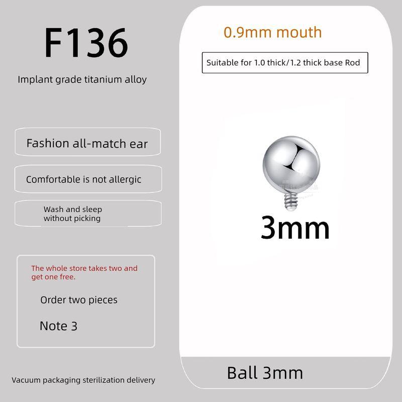 

F136 Титановый сплав Шарик Стеклянный шарик 0,9 мм Зуб Рот Внутренняя резьба Серьги-гвоздики Лабрет Язык Штанга Сменная головка Аксессуары Ball 3mm single [0.9 mouth without Rod]]