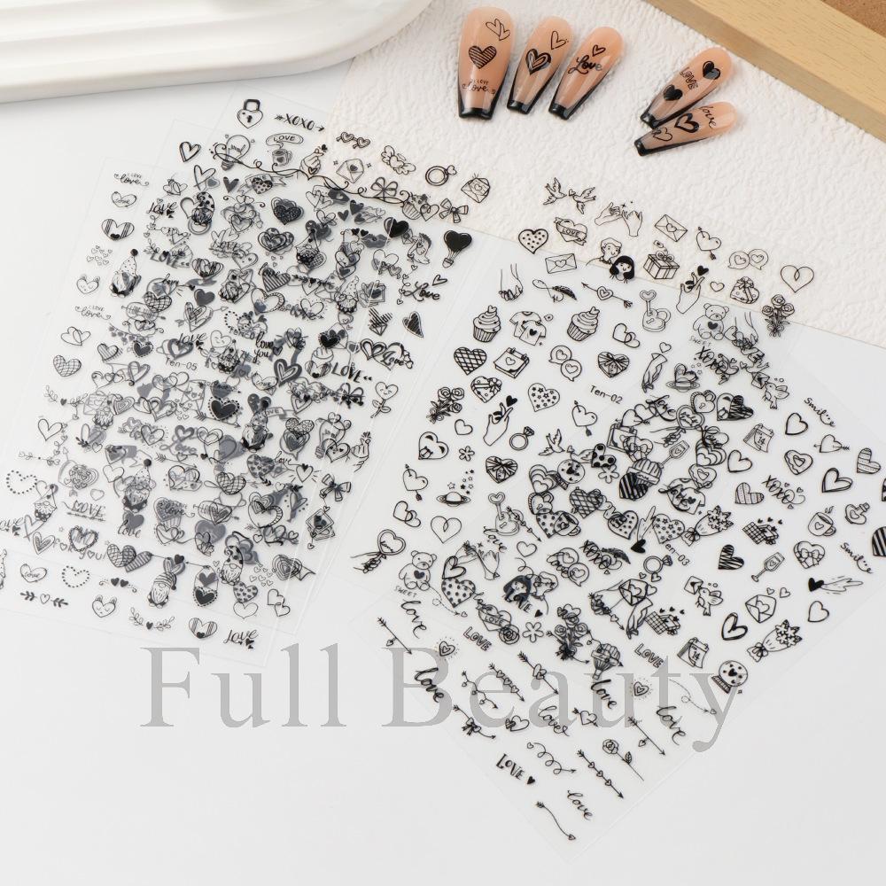 New Nail Art Sticker Valentine's Day Love Natural Line Adhesive Nail Sticker