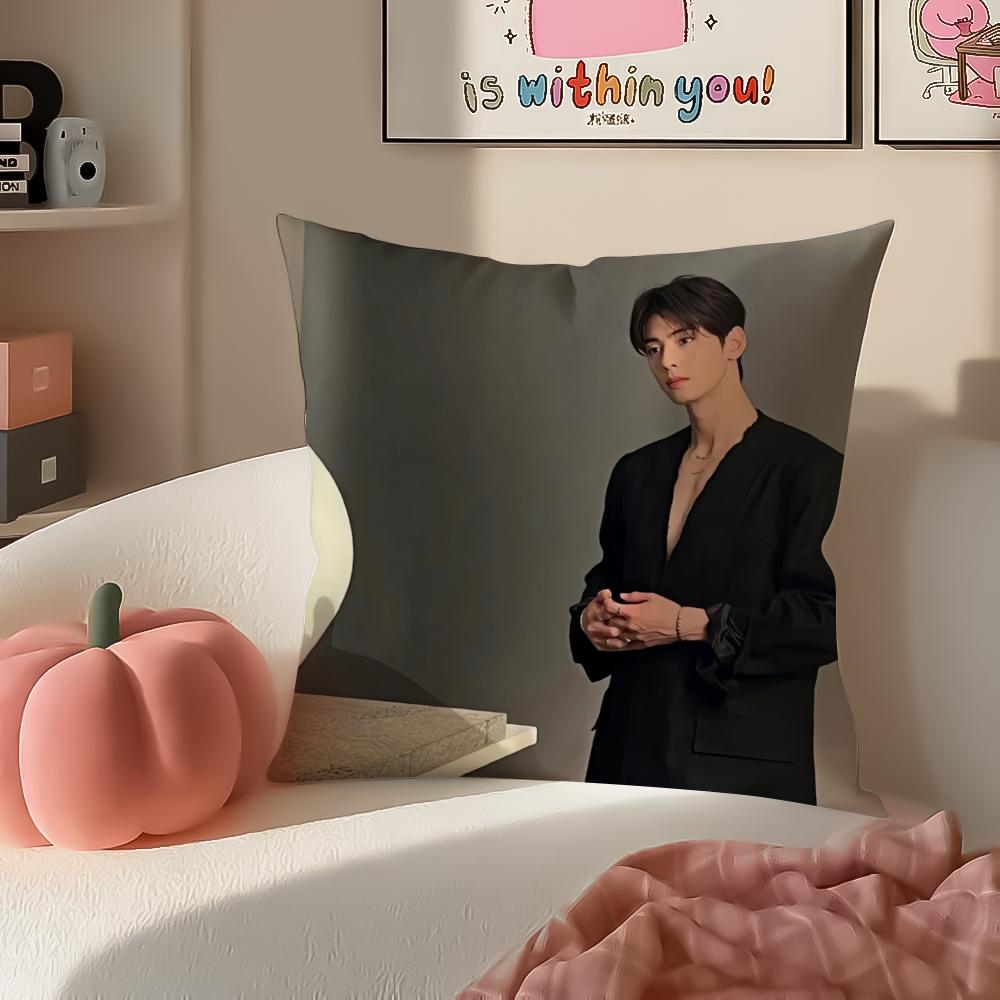 Handsome Kpop Idol CCha EEun Woo Cushion Cover Pillowcase Short Plush Invisible Zipper Room Sofa Cushion Cover