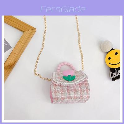 Childrens Cartoon Pattern Pu Shoulder Bag With Artificial Pearl Bow And Flower Decoration For Daily Casual Wear