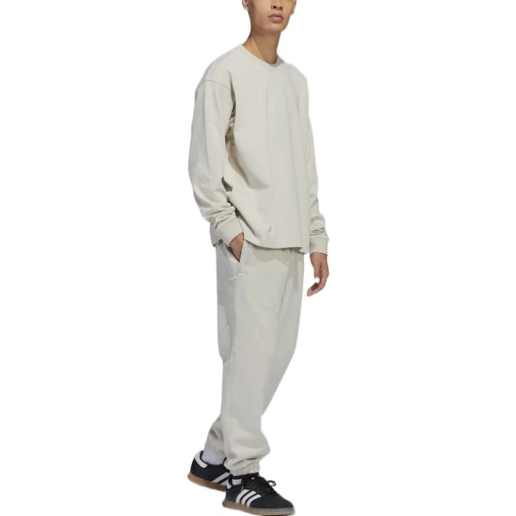 adidas Originals X Pharrell Williams Solid Logo Print Long Sleeve T-Shirt Unisex Tops Brown HN3438