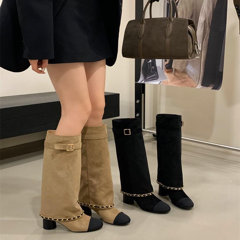 Coarse heel French small fragrant style but knee boots women's boots 2025 new high trousers knight boots