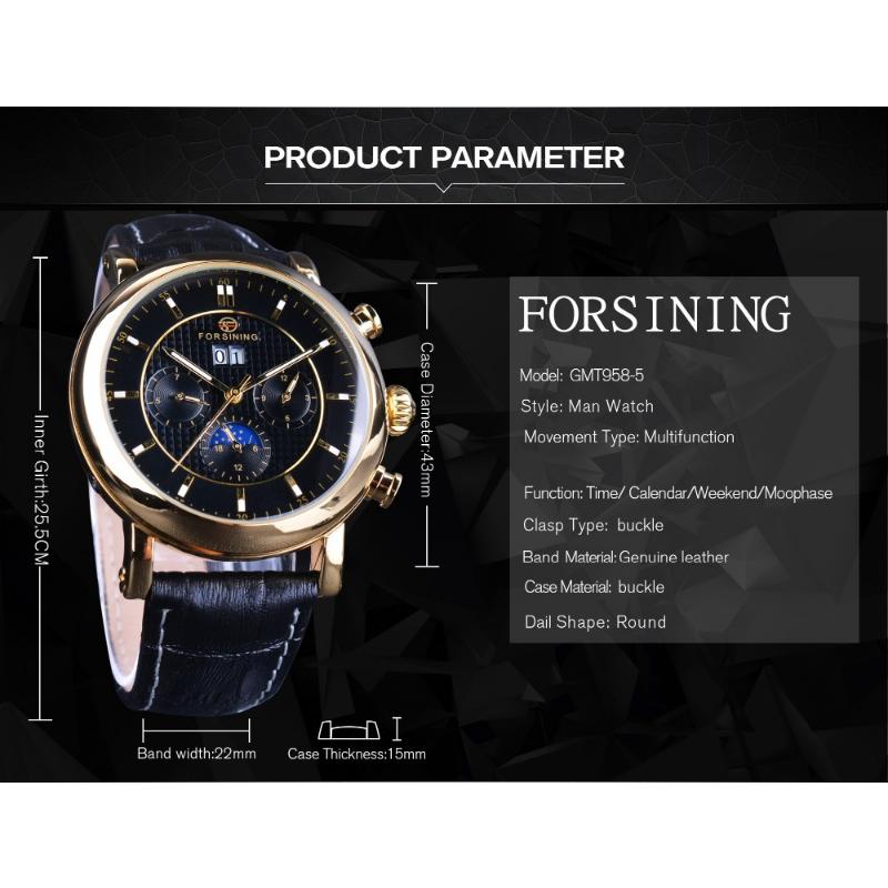 Forsining Herrenmode Freizeit Kalender Tourbillon Automatische Mechanische Uhr