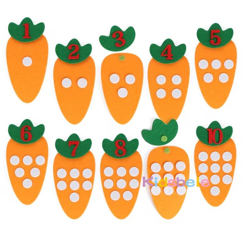 Children Diy 1-10 Number Montessori Digital Carrot Cartoon Math Teaching Aid Number Cognitive Kindergarten Activity Material Toy