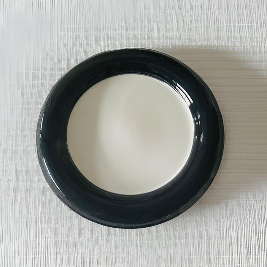 1 PEZZO 8 pollici 6 pollici, piatto in ceramica dipinto a mano, piatto da dessert per uso domestico, piatto per torta, semplice piatto Dudu rosso e nero.