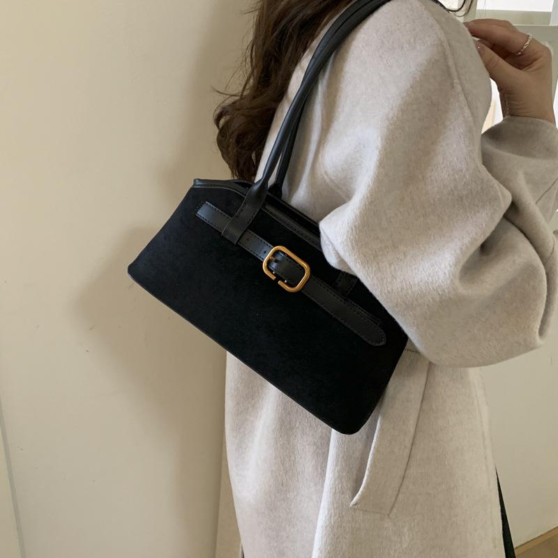 Retro niche suede bag women's 2025 new trendy autumn and winter versatile single shoulder underarm bag leopard print baguette bag