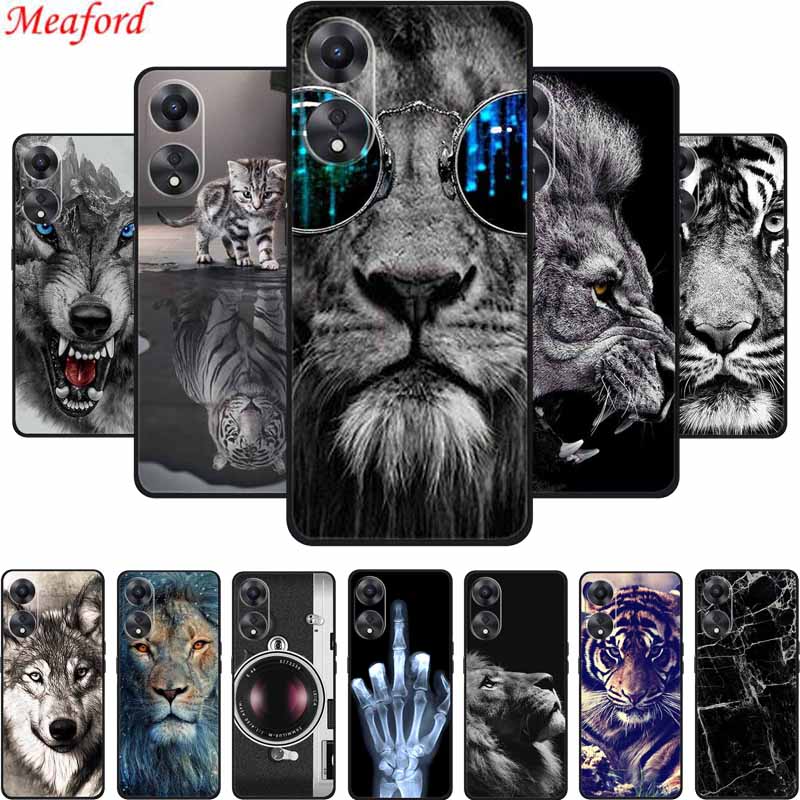 For Honor X5 Plus Phone Case Cover Lion Wolf Tiger Cat Black Silicone Soft Back Cases For Honor X5 Plus Case X5Plus Coque Fundas