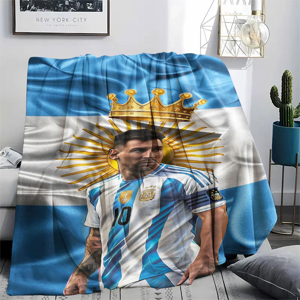 1PC Lionel Messi Patterned Flannel Blanket Suitable For All Seasons for Home Decor Warmth and Comfort Gifts Holiday Present