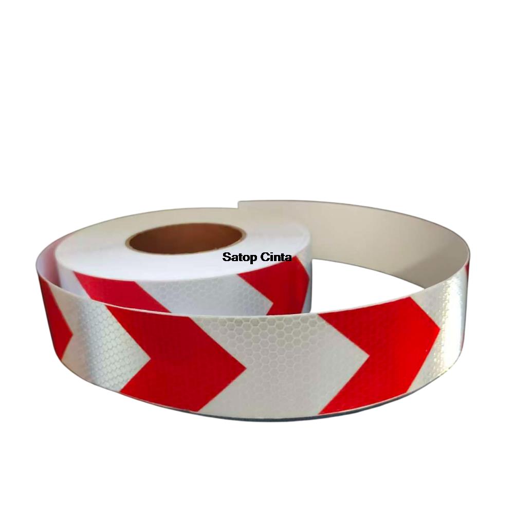 

5cm*25m Reflective Arrow Tapes Red-White Outdoor Waterproof Conspicuity Safety Stickers Reflector Adhesive Warning Strip For Car
