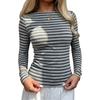 Damen Langarm Gestreiftes T-Shirt Rundhalsausschnitt Schmale Passform Lässiges Basic Oberteil Dehnbarer Weicher Stoff Geeignet für Tägliches Tragen und zum Layering