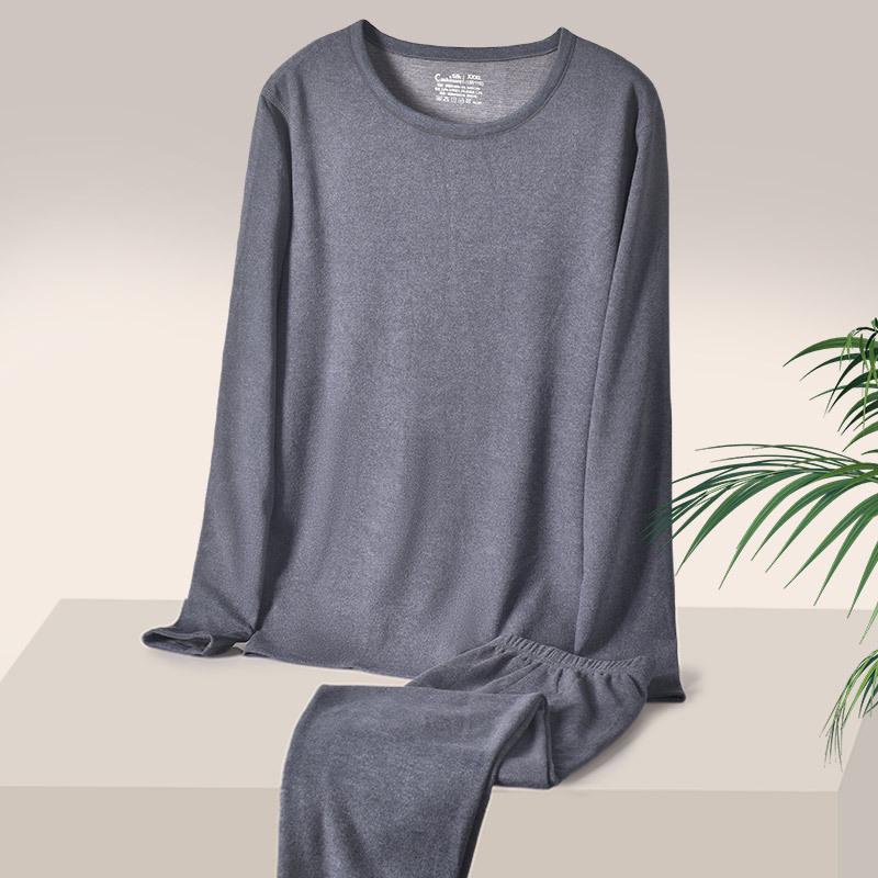 Yuyue Men's Silk Thermal Underwear Set: Spring/Autumn German Cashmere Velvet Top & Pants, Large Size.