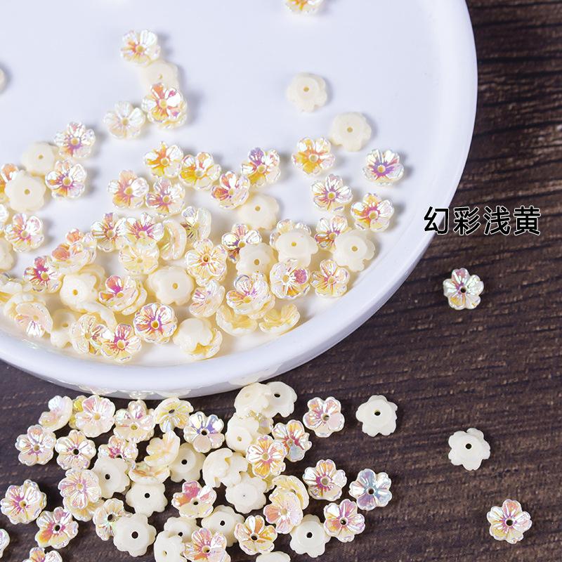 10pcs AB Magic Color Five Petal Shell Flower Receptacle DIY Hairpin Bracelet Earrings Material