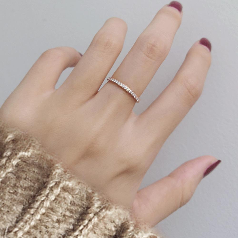 2mm Iced Out Cubic Zirconia Ring Female Gold Silver Color Stainless Steel Wedding Band Rings for Women Fashion Jewelry Gift 2025
