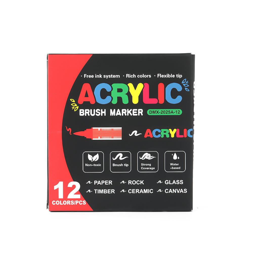 Direct Ink Acrylic Marker Set, Soft Tip Watercolor Brush Pen for Students, Waterproof Doodle Markers, 48/60 Colors Optional