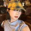 Short Brim Plaid Beret Cap Retro Women Artist Hat Simple Cloth Painter Cap  Work