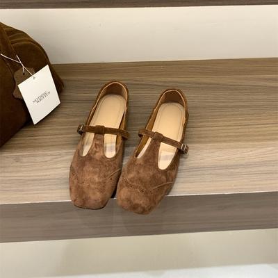 Retro zamszowe buty Mary Jane pojedyncze buty damskie 2025 nowe jesienne francuskie wszechstronne płaskie czarne małe skórzane buty