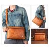 Whatna Antique-Style Tanned Natural Cowhide Leather Shoulder Bag for Men, Messenger Bag, Small Business Bag with 2 Pen Holders, Fits A4 Sizes and