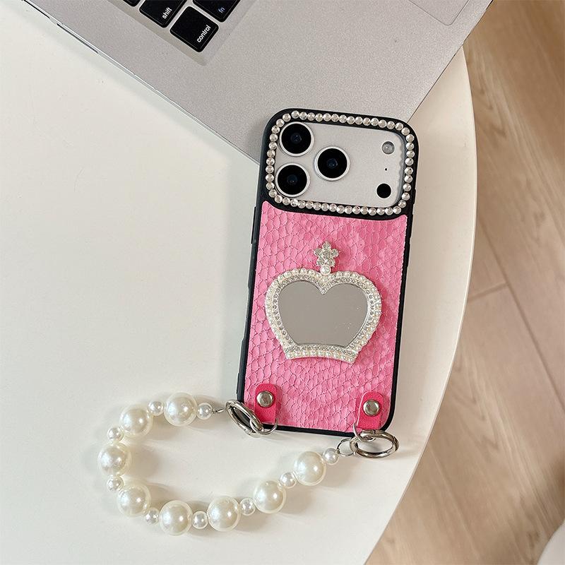 

Для Apple 17 Promax Дзеркальний чохол для мобільного телефону з перловою короною для IPhone 16 Перловий ланцюжок 15 Нішева креативність For iPhone X/XS