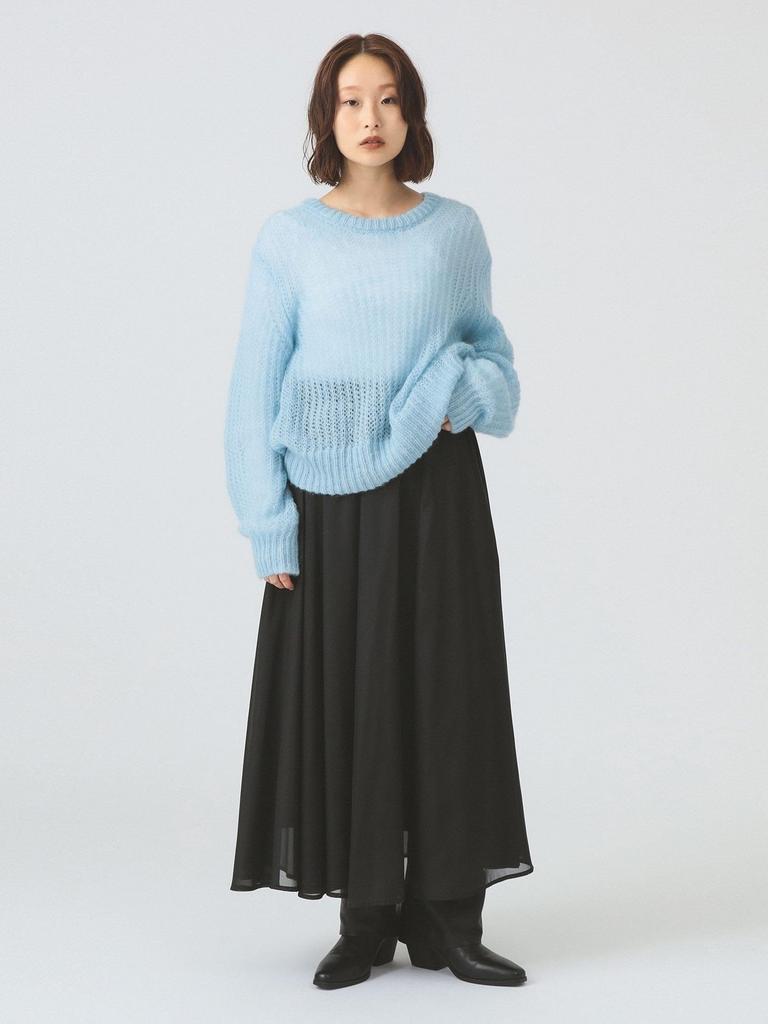 Ray Beams Women's Sheer Gathered Flare Skirt, Black 0