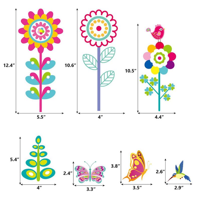 Amosfun Set Spring Window Static Flower and Butterfly Spring Window Glass Window Interior Window Wall Stickers 9-Piece Stickers Decals, Decoration,