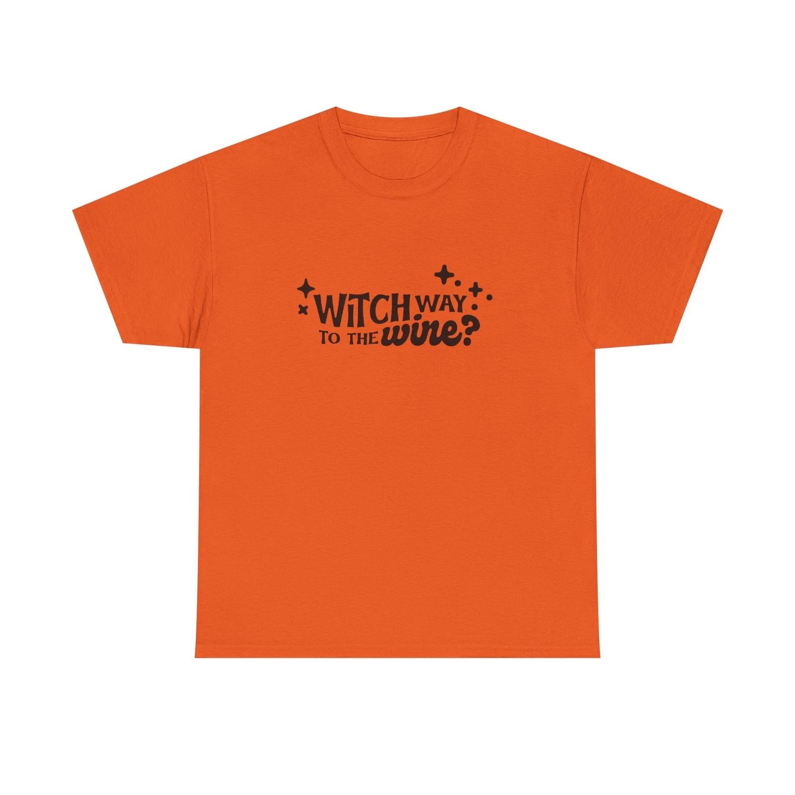 Witch Way to the Wine? Funny Halloween Cotton Tee, Wine Lover Shirt, [...] S