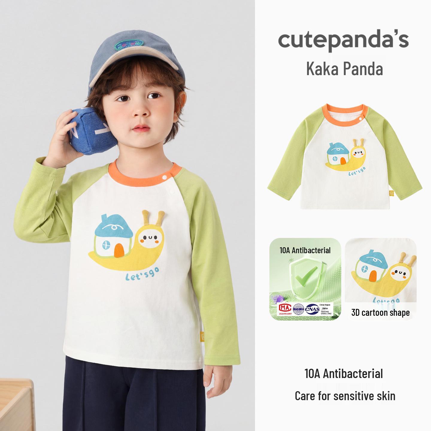 Kaka Panda Boys and Girls Long Sleeve Spring T-shirt - Trendy Baby Casual Layered Top 80 cm