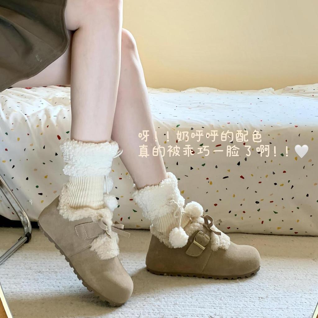 All-inclusive Soft-soled Boken Shoes Women's 2025 New Winter Velvet Snow Boots Retro Boken Single Shoes Thermal Cotton Shoes