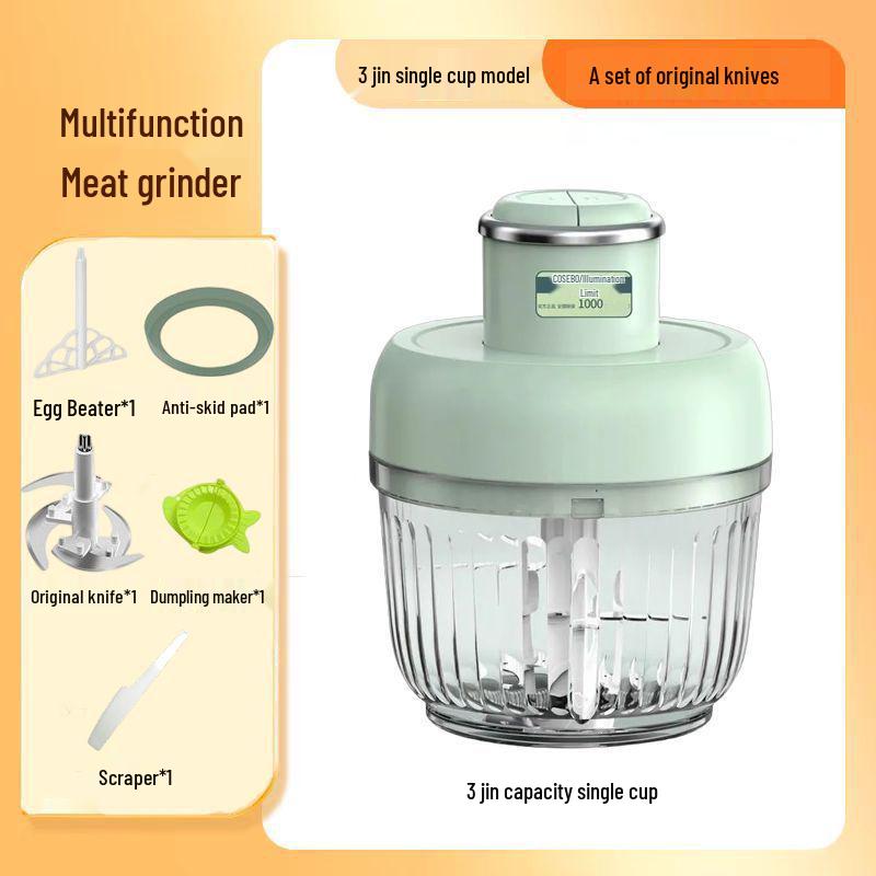 Fleischwolf mit zwei Kammern, Geschmacksneutral, Dickes Glas, Multifunktionaler Lebensmittelverarbeiter für Fleisch und Gemüse.